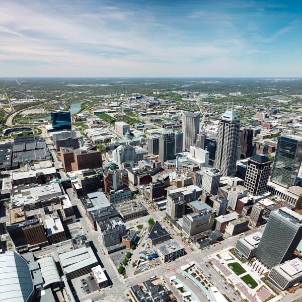 Wide angle shot of downtown Indy