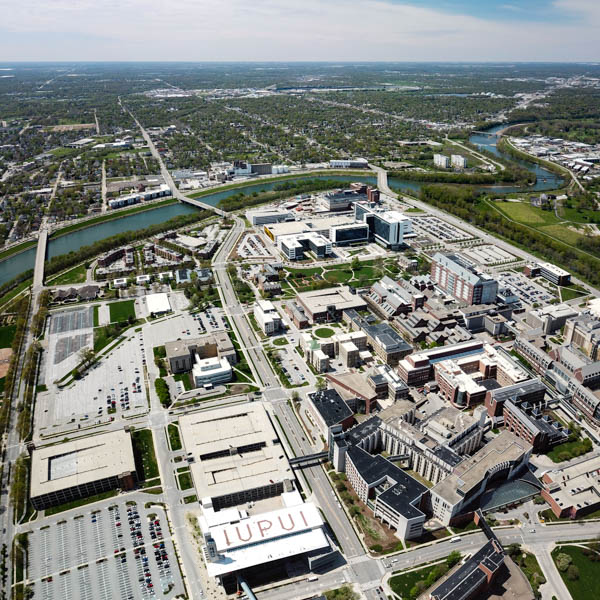 IUPUI downtown campus sitting on the White River