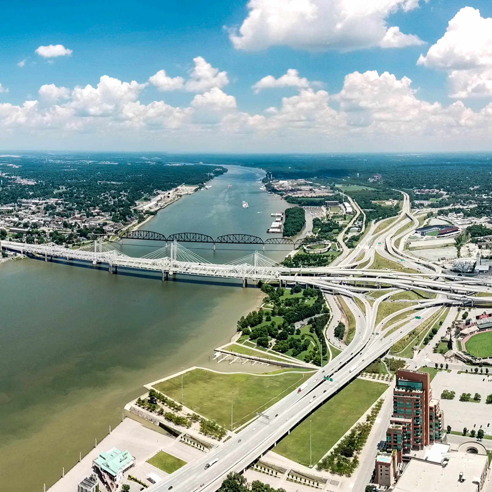 The surrounding area is deceptively green from this perspective